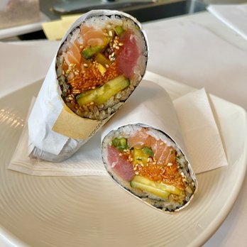 Sushi Secrets - BYO SUSHI BURRITO W/ 2 Protein:
salmon, ahi tuna, unagi sauce, cucumber, takuan(pickled radish), jalapeño, cucumber, carrots, sesame seeds. - Japanese Near Me - Berkeley, California Sushi Secrets - BYO SUSHI BURRITO W/ 2 Protein:
salmon, ahi tuna, unagi sauce, cucumber, takuan(pickled radish), jalapeño, cucumber, carrots, sesame seeds. - Japanese Near Me - Berkeley, California