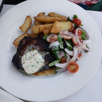 Shadowbrook - 6 ounce steak from the Rockroom menu, salad and potato - American Near Me - Capitola, California