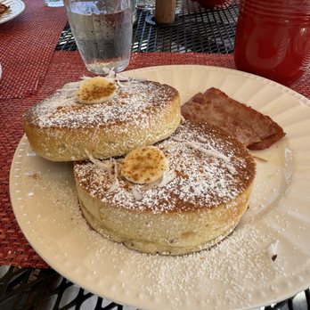 Las Vistas Cafe - Coco banana pancakes with turkey bacon. - Breakfast & Brunch Near Me - Fajardo, Puerto Rico Las Vistas Cafe - Coco banana pancakes with turkey bacon. - Breakfast & Brunch Near Me - Fajardo, Puerto Rico
