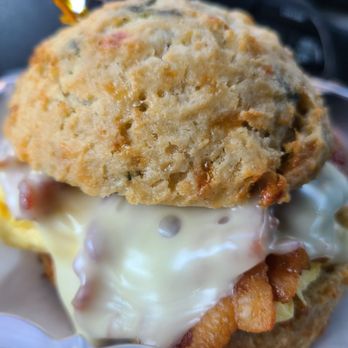 Seven Sisters Kitchen - Bacon egg and cheese on garlic herb scone - Bakeries Near Me - Johns Creek, Georgia