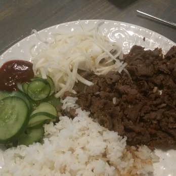 Korean Kitchen - Bulgogi and yakimondoo, no kimchi so I added sriracha. - Korean Near Me - Killeen, Texas Korean Kitchen - Bulgogi and yakimondoo, no kimchi so I added sriracha. - Korean Near Me - Killeen, Texas