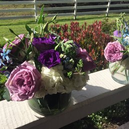 Our centerpiece and our cocktail table arrangements (pre-wedding shot)