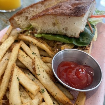 Mayfield - Pulled chicken sandwich with fries - New American Near Me - San Juan Capistrano, California
