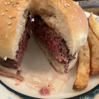 Peter Luger - Luger-Burger with a large side of fries for the table - Steakhouses Near Me - Brooklyn, New York Peter Luger - Luger-Burger with a large side of fries for the table - Steakhouses Near Me - Brooklyn, New York