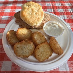 The Diner Mountain Lakes - Country Fried Steak Biscuit, Tater Rounds