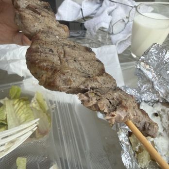 Chicken Maison - NOT IMPRESSED with their Beef Kabob.  Sad grill marks and way overcooked.  DISAPPOINTED... and the salad was nothing but old lettuce. - Mediterranean Near Me - Fountain Valley, California