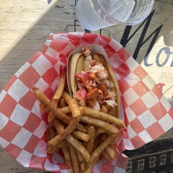 Bostwick's Chowder House - Hot lobster roll with French Fries - Seafood Near Me - East Hampton, New York