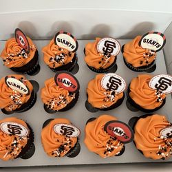 Mo's Bakery - SF Giants orange and black decoration on birthday cupcakes