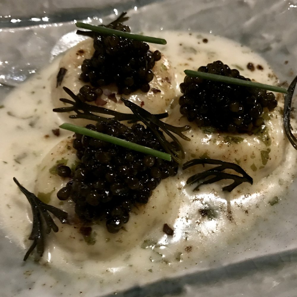 Lazy Bear - Sourdough Dumplings with caviar and seaweed - New American Near Me - San Francisco, California Lazy Bear - Sourdough Dumplings with caviar and seaweed - New American Near Me - San Francisco, California