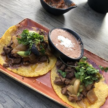 Descanso - Steak taco plate! Meat was very tender and juicy and tortillas are fresh. Beans were very flavorful. - Mexican Near Me - Costa Mesa, California