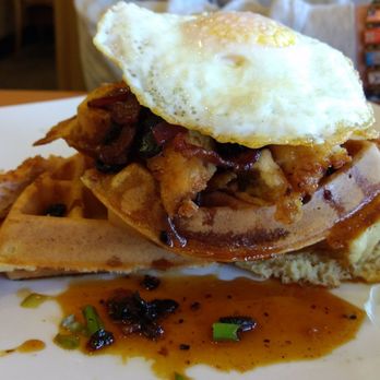 Apple Villa Cafe - Hubby had the chicken and waffles with the medium cooked egg sandwich he says it was really good!! - Breakfast & Brunch Near Me - Batavia, Illinois Apple Villa Cafe - Hubby had the chicken and waffles with the medium cooked egg sandwich he says it was really good!! - Breakfast & Brunch Near Me - Batavia, Illinois