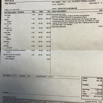 International Motor Works - Invoice and more. - Auto Repair Near Me - Blauvelt, New York International Motor Works - Invoice and more. - Auto Repair Near Me - Blauvelt, New York