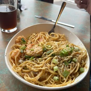 The Library - My husband's meal was shrimp pasta with sausage. Also very tasty. - New American Near Me - Houghton, Michigan The Library - My husband's meal was shrimp pasta with sausage. Also very tasty. - New American Near Me - Houghton, Michigan