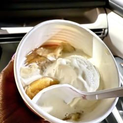 Bop's Frozen Custard - Just desserts. (Peach cobbler and custard)