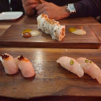 Uchi Austin - Kanpachi, Hiramasa & Ham and Eggs Roll - Sushi Bars Near Me - Austin, Texas Uchi Austin - Kanpachi, Hiramasa & Ham and Eggs Roll - Sushi Bars Near Me - Austin, Texas