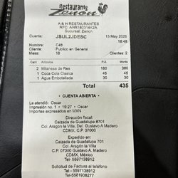 Zénon - Bill was $25.83 with a 15% tip. Exchange rate was 19.40 to the dollar.