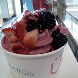 Yogen Fruz - blackberry yogurt with strawberries and blackberries! yummmm.