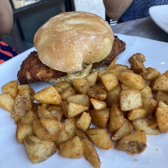 The Local - Fried Chicken Sandwich with home fries - Breakfast & Brunch Near Me - Neptune Beach, Florida