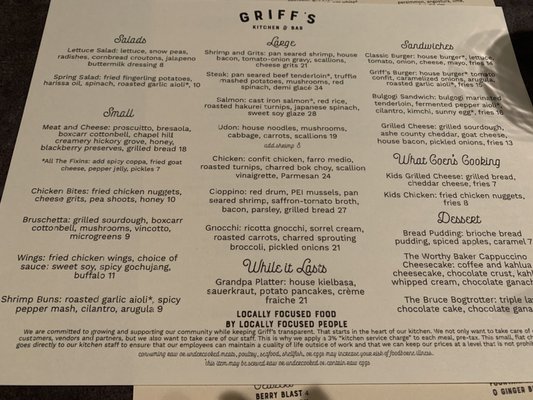 Menu photo 1 Griff's Kitchen & Bar Candler, NC Menu photo 1 Griff's Kitchen & Bar Candler, NC