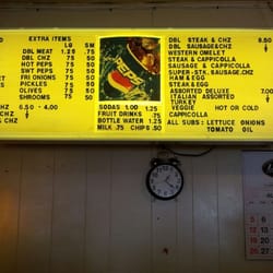 Viola's Submarine House - The menu..although all 7 of the customers that came in while we were eating ordered the classic steak n cheese.