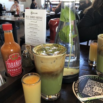 Blu Jam Cafe - dirty matcha latte + ginger shot - Breakfast & Brunch Near Me - Los Angeles, California Blu Jam Cafe - dirty matcha latte + ginger shot - Breakfast & Brunch Near Me - Los Angeles, California