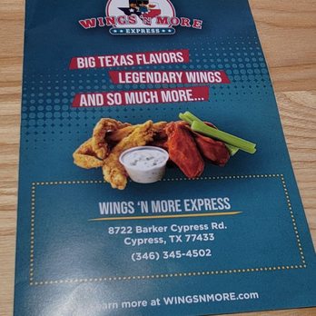Wings 'N More Express - Paper menu - American Near Me - Cypress, Texas Wings 'N More Express - Paper menu - American Near Me - Cypress, Texas