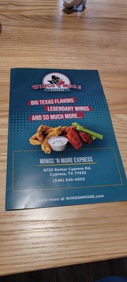 Menu photo 3 Wings 'N More Express Cypress, TX