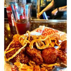 Draft Seasonal Samuel Adams & Whiskey River BBQ Boneless Wings @ Red Robin . 420 Randall Rd, South Elgin, IL. Cool.
