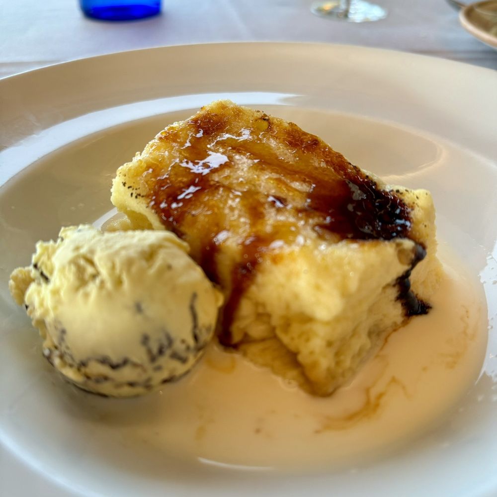 Asador San Martin - Milk cake with banana and chocolate ice cream - Steakhouses Near Me - Orio, SS