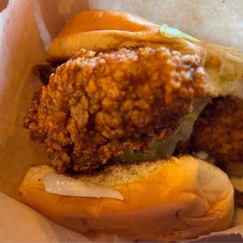 Main Chick Hot Chicken - Chicken sandwich, Supreme spice level.  Unbearably hot but the sandwich is terrific. - Chicken Shop Near Me - Carlsbad, California