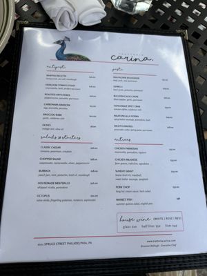 Menu photo 2 Trattoria Carina Philadelphia, PA Menu photo 2 Trattoria Carina Philadelphia, PA