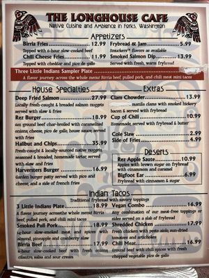 Menu photo 1 Longhouse Cafe Forks, WA