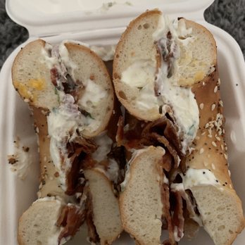 Davis Square Hand Crafted Donuts & Bagels - Everything bagel with chive cream cheese and bacon - Donuts Near Me - Somerville, Massachusetts Davis Square Hand Crafted Donuts & Bagels - Everything bagel with chive cream cheese and bacon - Donuts Near Me - Somerville, Massachusetts