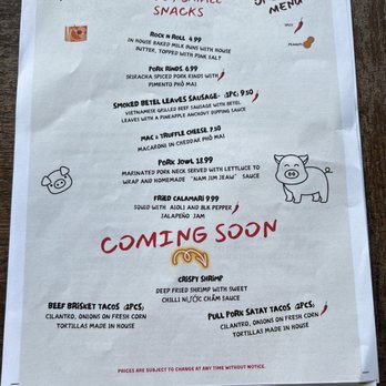 Electric Piggy BBQ - Snack Menu - Barbeque Near Me - Markham, Ontario