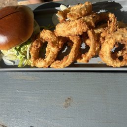 Classic burger and onion rings