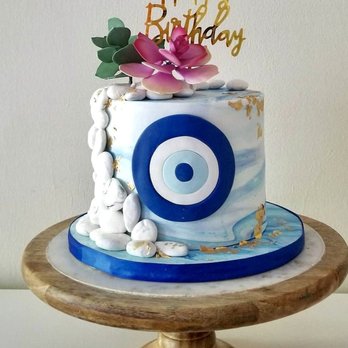 Cakes By Lana New York - a blue and white birthday cake - Bakeries Near Me - Queens, New York Cakes By Lana New York - a blue and white birthday cake - Bakeries Near Me - Queens, New York