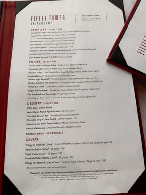 Menu photo 8 Eiffel Tower Las Vegas, NV