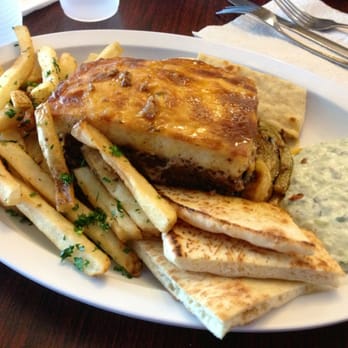 Mikonos Grill - Moussaka plate - Greek Near Me - Milpitas, California Mikonos Grill - Moussaka plate - Greek Near Me - Milpitas, California