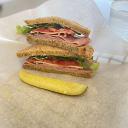 Ham & provolone Sammie on rye bread Ham & provolone Sammie on rye bread