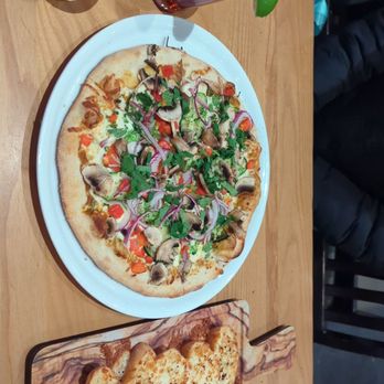 Firehall Pizza - Namaste Pizza, Garlic bread, Heineken beer and cranberry juice - Pizza Near Me - Blue Mountains, Ontario