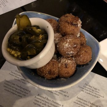 Brick River Cider - Sweet corn hush puppies with pickled jalapeños - Cideries Near Me - Saint Louis, Missouri