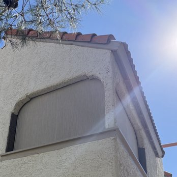 Sunout Solar Screen Blind & Shutter - From outside. Matches the outside color wall very well. - Shades & Blinds Near Me - Las Vegas, Nevada