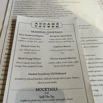 Addams Tavern - Cocktail menu - New American Near Me - Westfield, New Jersey