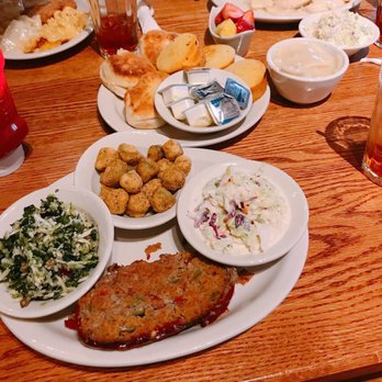 Cracker Barrel Old Country Store - Meatloaf with brussel sprouts salad, fried okra, and coleslaw - Breakfast & Brunch Near Me - Watertown, New York Cracker Barrel Old Country Store - Meatloaf with brussel sprouts salad, fried okra, and coleslaw - Breakfast & Brunch Near Me - Watertown, New York