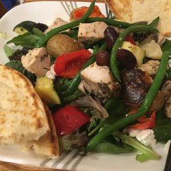 Rose's Home Dish - Mediterranean Platter - so many fresh veggies and moist grilled chicken!