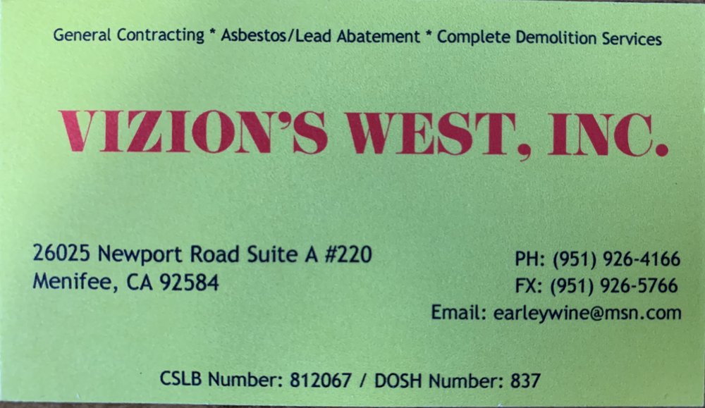 Vizion's West - mold inspector in Menifee, CA