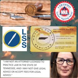 October Brian Notary Public - Looking for a Notary Public?
8am to 9pm Monday thru Saturday
After hours and house call services