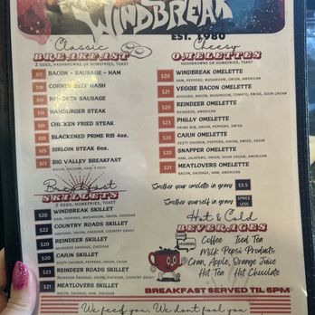 A & W Windbreak Hotel Cafe & Bar - Front of menu - Seafood Near Me - Wasilla, Alaska A & W Windbreak Hotel Cafe & Bar - Front of menu - Seafood Near Me - Wasilla, Alaska