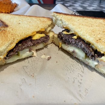 Burger Monger - Cheesy Monger Melt - small patty, it was mostly all bread - Burgers Near Me - Wesley Chapel, Florida Burger Monger - Cheesy Monger Melt - small patty, it was mostly all bread - Burgers Near Me - Wesley Chapel, Florida