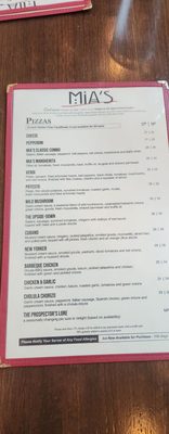 Menu photo 1 Mia's Brick Oven Pizza Cold Springs, CA